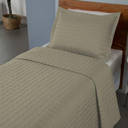 Kit Colcha Cobre Leito Matelado Solteiro 2 Peças Copacabana 300 Fios Cáqui - 2