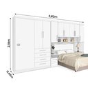Ver imagem 4 de Guarda-Roupas Modulado P/ Cama Box 1,38M Casal Branco Rosa