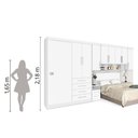 Ver imagem 3 de Guarda-Roupas Modulado P/ Cama Box 1,38M Casal Branco Rosa