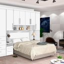 Ver imagem 2 de Guarda-Roupas Modulado P/ Cama Box 1,38M Casal Branco Rosa