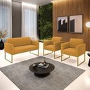 Ver imagem 2 de Namoradeira e 2 Poltronas Industrial Dourado Marisa Bouclê D03 - D’Rossi