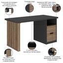 Ver imagem 4 de Mesa para Escritório Escrivaninha Home Office Dora A02 Preto Nogal - Lyam Decor