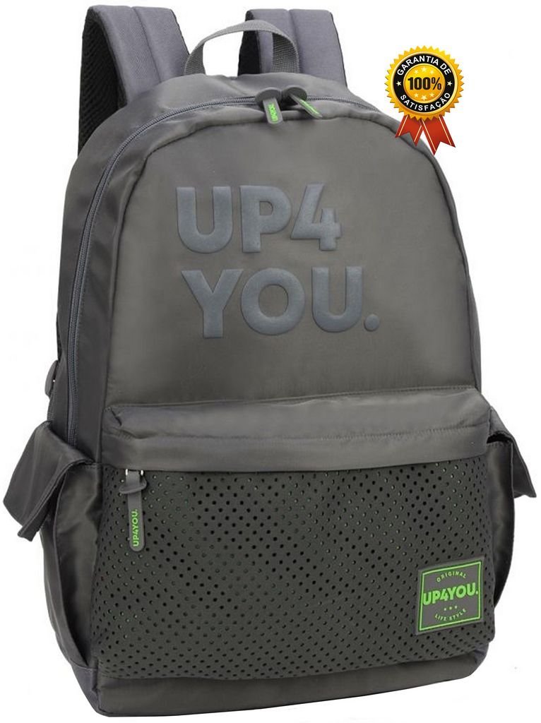 Mochila Feminina Escolar Notebook Impermeável Masculina Juvenil Reforçada Grande Faculdade - Cinza - 5