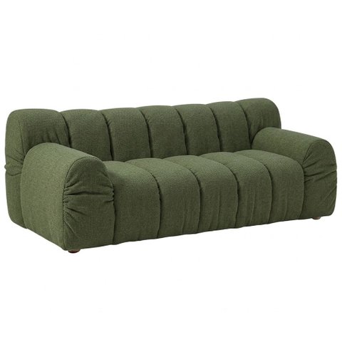 Sofá Living 3 Lugares 210cm Pés Madeira Gomo Linho Verde - Nexta Casa