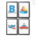 Ver imagem 1 de 4 Quadros Decorativos Infantil Meios de Transporte Carrinho:preta