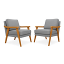 Ver imagem 1 de Kit 2 Poltronas Decorativas Mona Luxo Braço Nogueira:linho Cinza