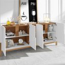 Ver imagem 2 de Aparador Buffet Sala Lizz 190cm com Pés de Madeira Maciça Branco/cedro