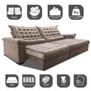 Ver imagem 3 de Sofá Retrátil e Reclinável 2,75m Molas Ensacadas Cama inBox Big Space com Bordado 3D Velusoft