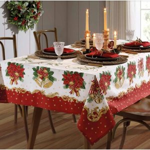 Toalha de Mesa Quadrada 4 Lugares Athenas Natal 107 Dohler