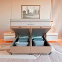 Ver imagem 2 de Cama Box Baú Queen Bege + Colchão Paris Molas Branco Suede Bege/branco