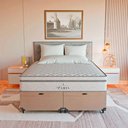 Ver imagem 4 de Cama Box Baú Queen Bege + Colchão Paris Molas Branco Suede Bege/branco