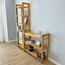 Ver imagem 2 de Kit Estante e Aparador Linea Nozes 9 Prateleiras Madeira Pinus 53cm Marrom Artfactory Design