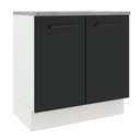 Ver imagem 1 de Balcão Armário de Cozinha 80 cm 2 Portas Branco/Preto Agata Madesa