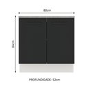 Ver imagem 3 de Balcão Armário de Cozinha 80 cm 2 Portas Branco/Preto Agata Madesa
