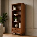 Ver imagem 3 de Estante Livreiro para Sala de Estar Home Office 1 Porta 80cm Aton S05 Ipê - Lyam Decor