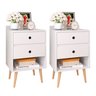 Jogo 2 Mesas de Cabeceira Retrô Mesinhas Apoio Lateral Cantinho Quarto Gaveta Nicho Branco-Lojas RPM - 1