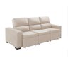 Sofá 3 Lugares 2,40m Linho Bege Espuma D26 com Percinta Italiana e Rodizios em Silicone Lojas Vivan - 2