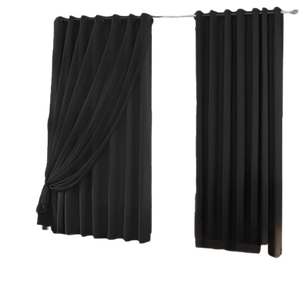 Cortina Blackout com voil 3,00x2,30 Para Trilho Suíço:Preto