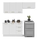 Ver imagem 6 de Armário de Cozinha Modulada Completa 3 Peças 200cm com Tampo 100% Mdf Amara Politorno Móveis