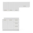 Ver imagem 2 de Armário de Cozinha Modulada Completa 3 Peças 200cm com Tampo 100% Mdf Amara Politorno Móveis