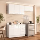 Ver imagem 1 de Armário de Cozinha Modulada Completa 3 Peças 200cm com Tampo 100% Mdf Amara Politorno Móveis