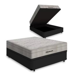 Cama Box Baú Airtech Queen + Colchão de Molas Ensacadas - Ortobom - Spring - 158x198x67cm - 1