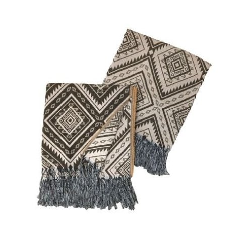 Xale Manta Para Sofá E Poltrona Luxo 2 Lugares Estampada Agra Marrom