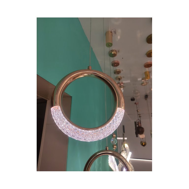 Pendente Aro Rose Gold Detalhe Acrílico 20cm Led 5W 3000K Bivolt PARIS LUZ