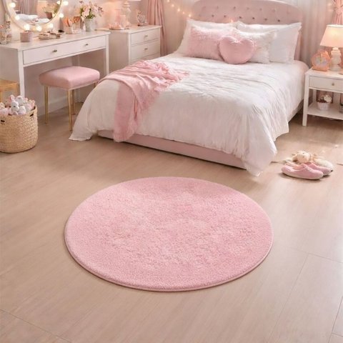Tapete Redondo Infantil Rosa Bebê Antiderrapante Milano Soft:1.00m