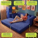 Ver imagem 4 de Sofá Cama Cotton 1,50m Xpand Tech Tecido Velourê Azul Cama Inbox