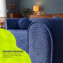 Ver imagem 5 de Sofá Cama Cotton 1,50m Xpand Tech Tecido Velourê Azul Cama Inbox