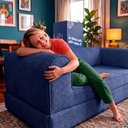 Ver mais imagens de Sofá Cama Cotton 1,50m Xpand Tech Tecido Velourê Azul Cama Inbox