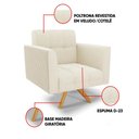 Ver imagem 3 de Poltrona Sala Decorativa Elisa Base Giratória Castanho Ma30 Cotelê Ext/veludo D03 - D’Rossi