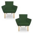Ver imagem 1 de Kit 2 Poltronas Decorativa Leticia Suede Verde Pés Palito Castanho - Pallazio