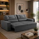 Ver imagem 1 de Sofá Retrátil 2 Lugares com Molas 1,50m Laila Suede Cinza