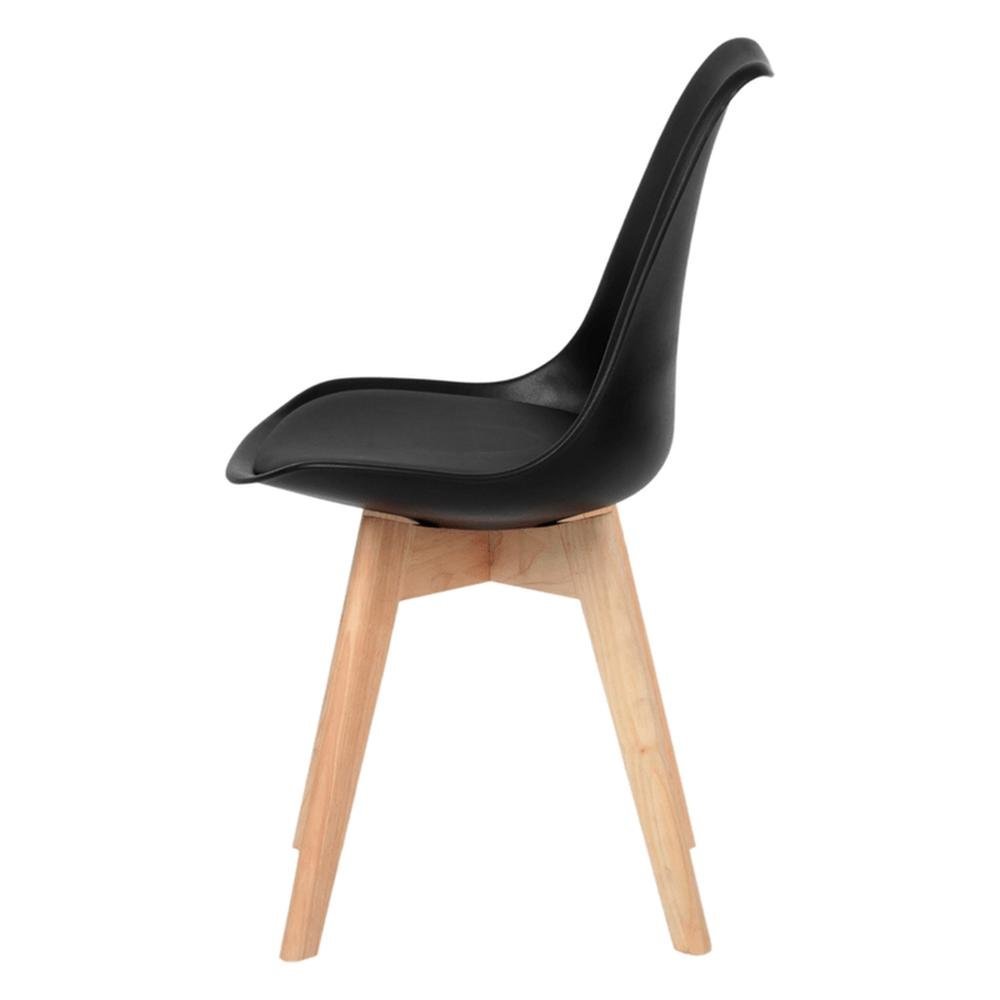 Kit C/3 Cadeira Leda Preta - Charles Eames Wood com Almofada - 7