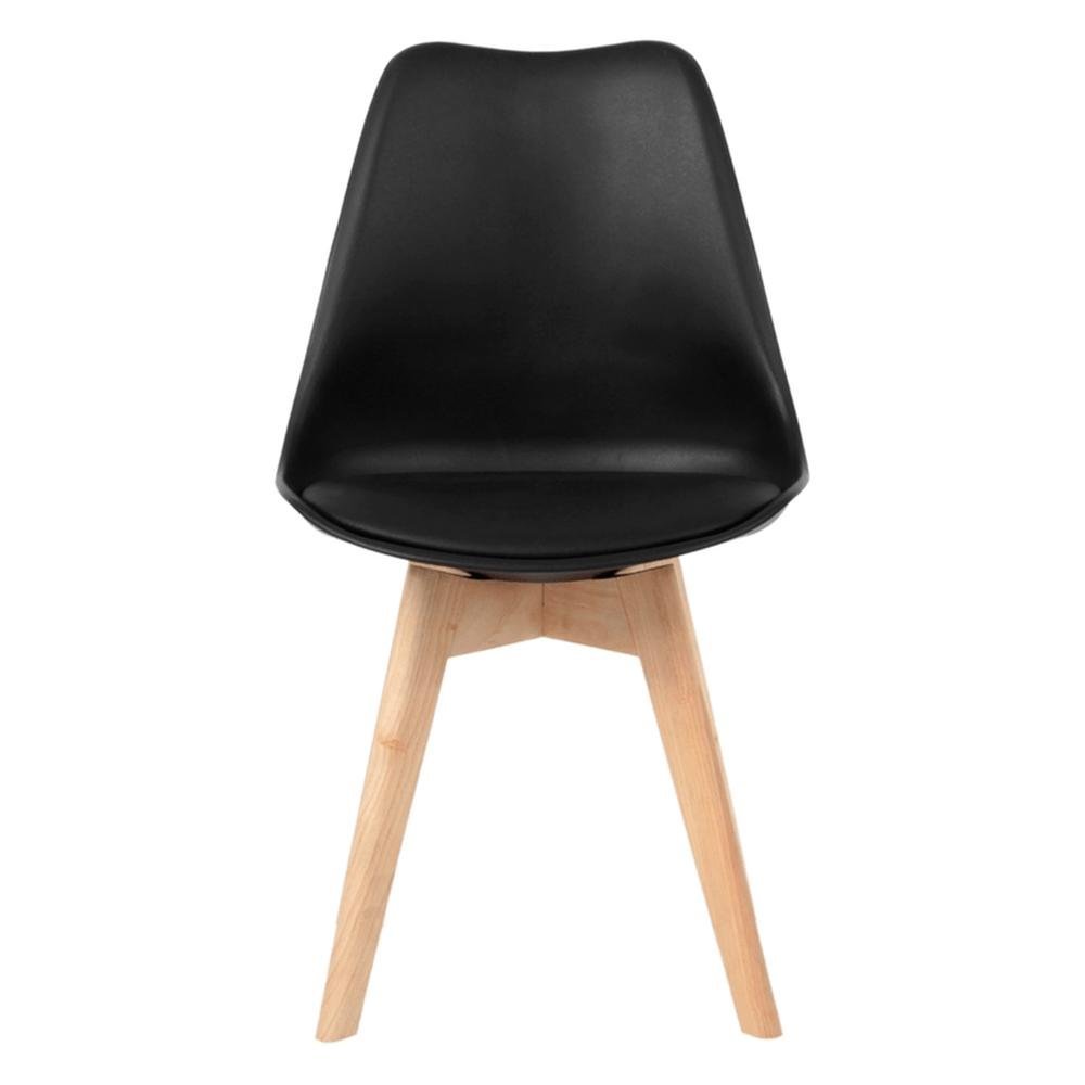 Kit C/3 Cadeira Leda Preta - Charles Eames Wood com Almofada - 8