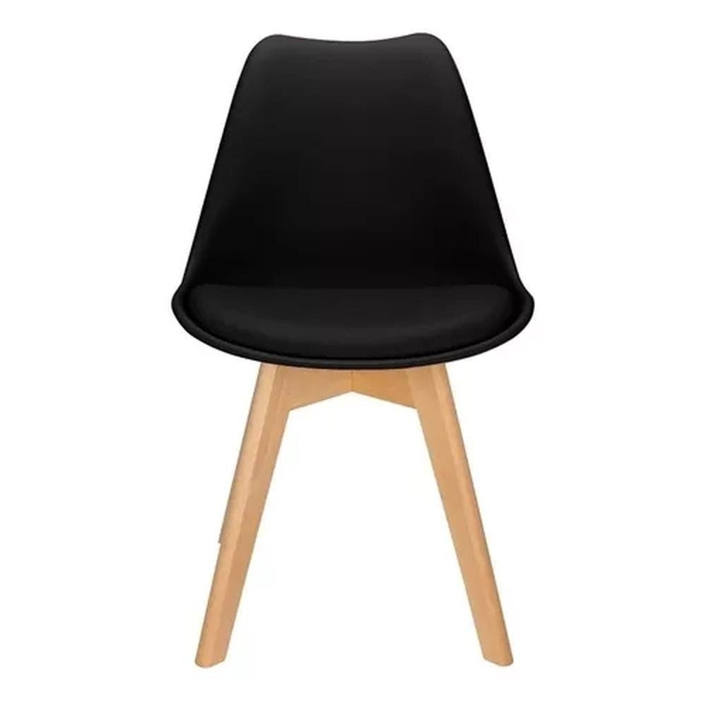 Kit C/3 Cadeira Leda Preta - Charles Eames Wood com Almofada - 4