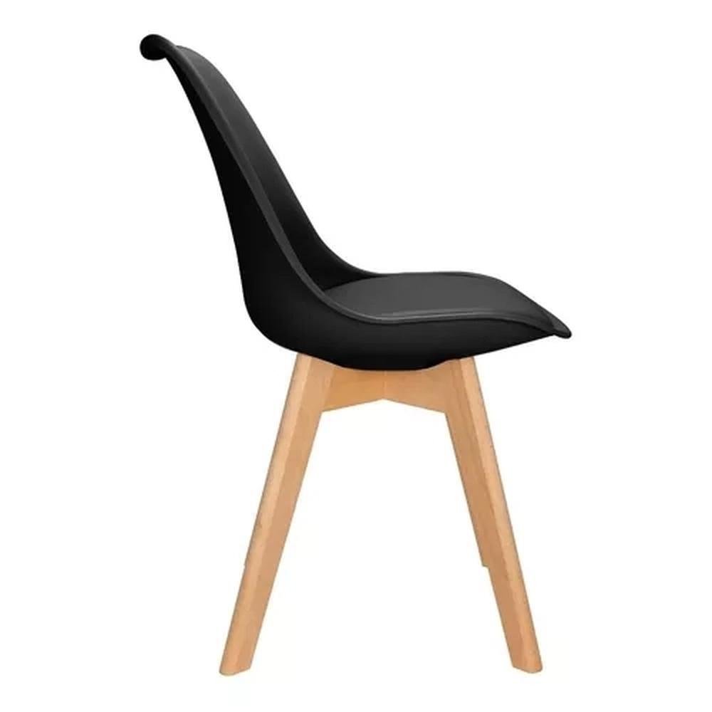 Kit C/3 Cadeira Leda Preta - Charles Eames Wood com Almofada - 2