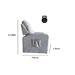 Poltrona Papai com Porta Copo Reclinável Massageador Courino:cinza - 5