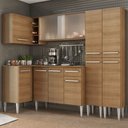 Ver imagem 1 de Cozinha Completa de Canto Madesa Emilly Self com Balcão, Armário Vidro e Paneleiro Rustic Cor:Rustic