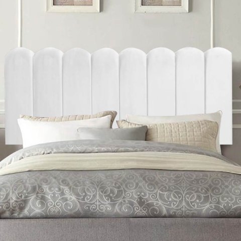 Painel Estofado Luxo Nuvem Alanis 160cm Queen Size para Cama Box Corino Branco - Gat Magazine
