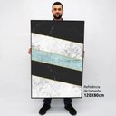 Ver imagem 2 de Quadro Decorativo em Canvas Geométrico Azul e Preto TaColado Moldura Flutuante 4,5cm Freijó 120 x 80