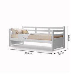 Sofá Cama Vintage Enjoy Mona em Madeira Rústica Branco Acompanha Nicho - Branco - 4