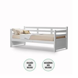 Sofá Cama Vintage Enjoy Mona em Madeira Rústica Branco Acompanha Nicho - Branco - 3