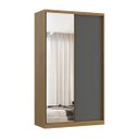 Ver imagem 3 de Guarda Roupa Solteiro 2 Portas 1 com Espelho Mdf 1,38 M Altezza Belmax:freijó/titânio