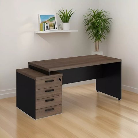 Mesa Presidente Reta 1,92x70m + Gaveteiro Pe 40mm + Nicho Atacadao Dos Moveis