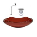Ver imagem 1 de CUBA DE VIDRO ABAULADA 45CM VERMELHO CEREJA + VALVULA + TORNEIRA