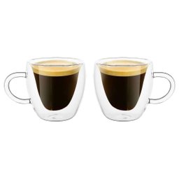 Conjunto 2 Xícaras Café Parede Dupla Vidro Borossilicato Modern 80ml - Lyor - 1