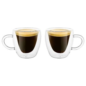 Conjunto 2 Xícaras Café Parede Dupla Vidro Borossilicato Modern 80ml - Lyor